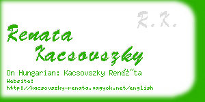 renata kacsovszky business card